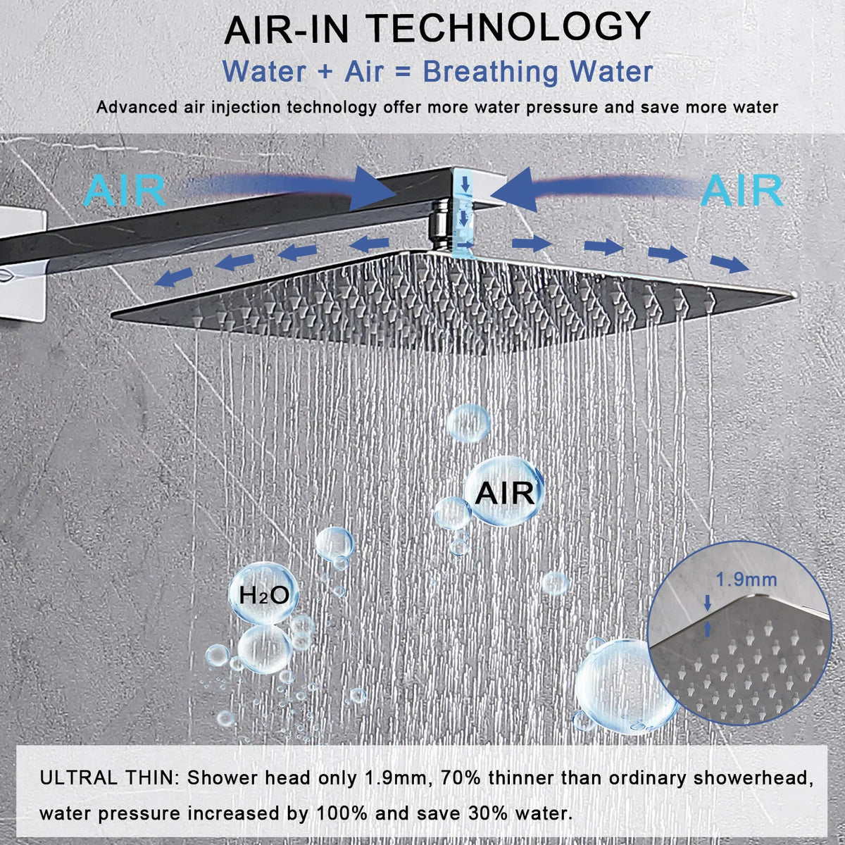 Shower System Shower Faucet Combo Set Wall Mounted with 12" Rainfall Shower Head and handheld shower faucet - view 8