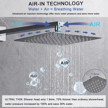 Shower System Shower Faucet Combo Set Wall Mounted with 12" Rainfall Shower Head and handheld shower faucet - view 8