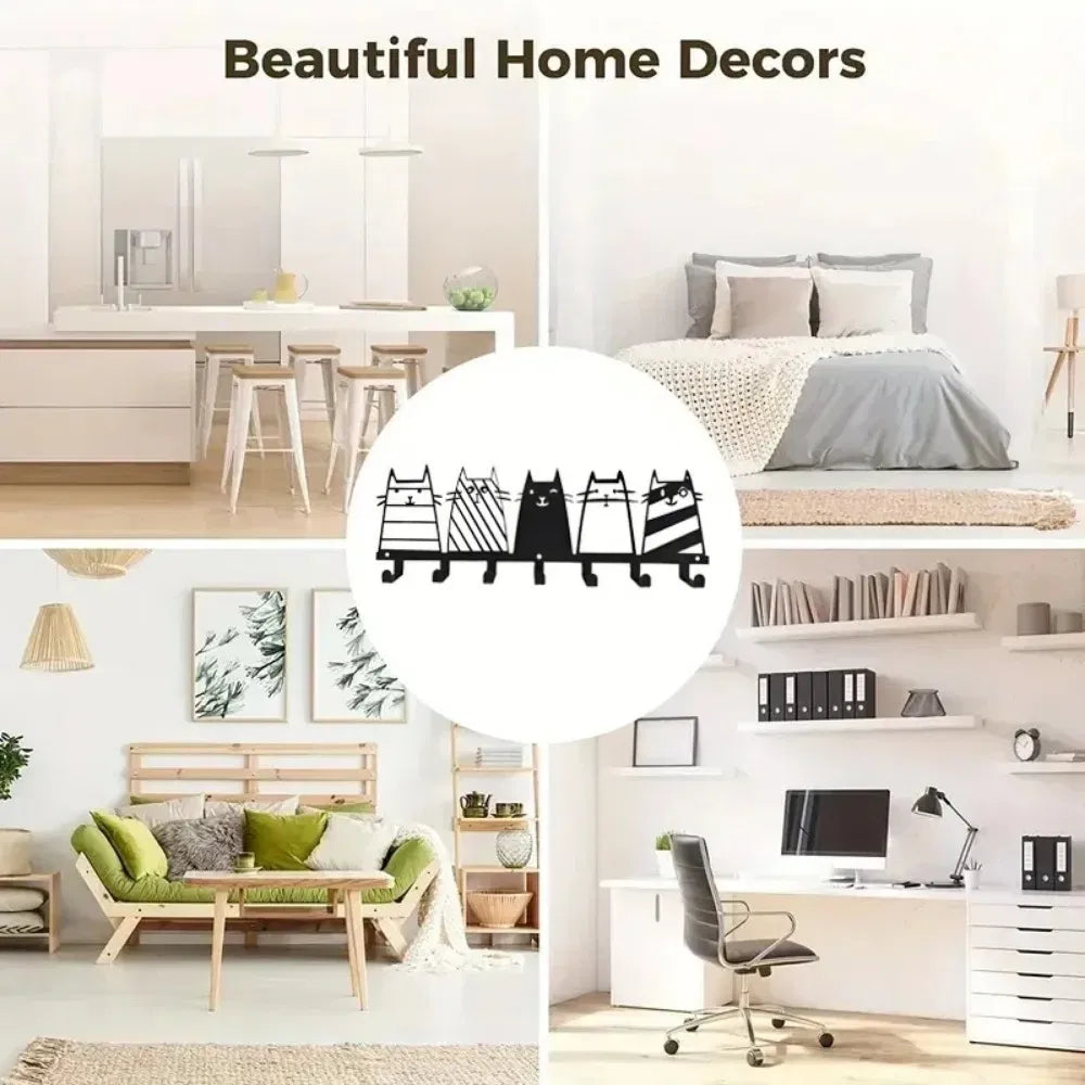 Top - Notch Cute Cat Decorative Hook. The 7 - Hooks Key Hook Rack That Transforms into a High - Quality Modern Wall - view 5