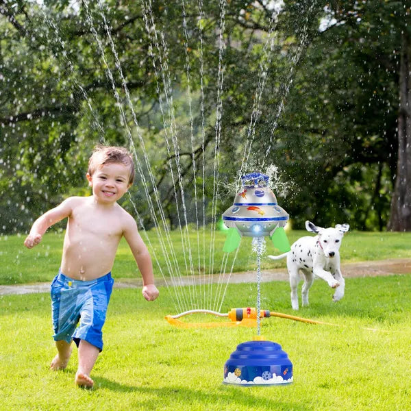 UFO Water Sprinkler Outdoor Summer Rocket Toy With Colorful LED Lights 360° Spinning 1.64FT To 6.56FT Adjustable Height - view 3