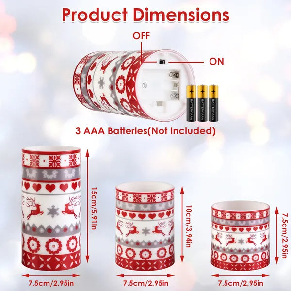 3Pcs Quantity Options Christmas Flameless LED Candles Deer Flickering Candle Lights Pillar Candles With 3 Lighting - view 4