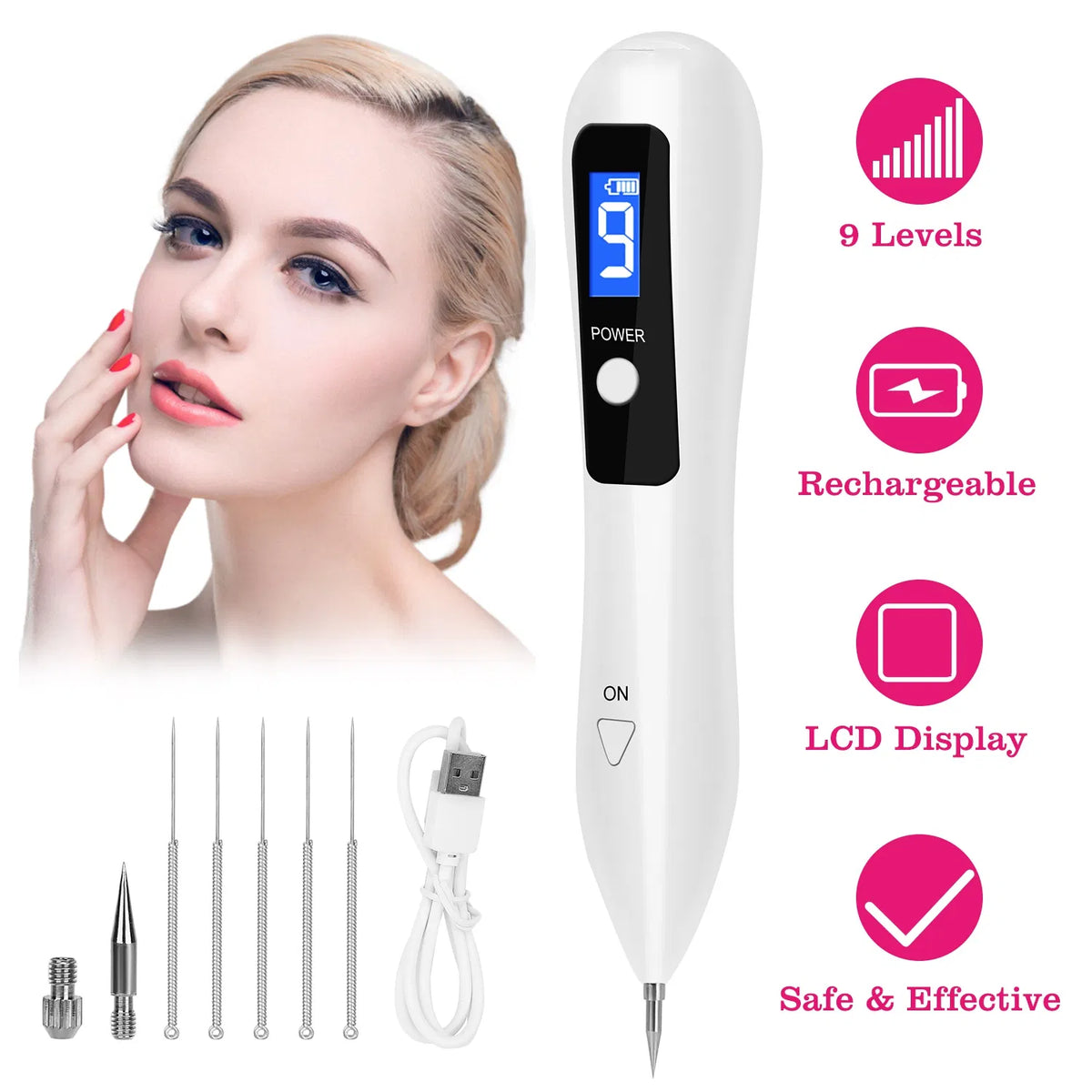 Skin Tag Repair Kit Portable Beauty Equipment Multi-Level With Home Usage USB Charging LCD Level Adjustable - view 3