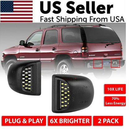 For 00-06 Chevy Tahoe Suburban GMC Yukon XL LED License Plate Light Lamp Pair