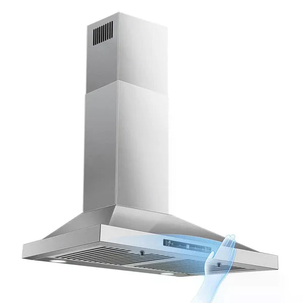 24 Inch Range Hood, Ducted/Ductless Range Hood 450CFM, Wall Mount Kitchen Hood In Stainless Steel