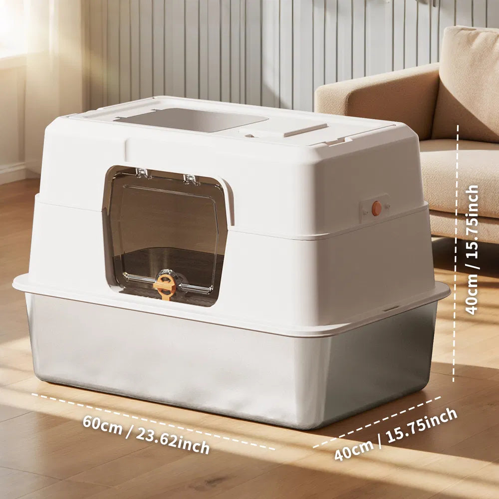 2025 Must-Buy Fully Enclosed Stainless Steel Cat Litter Box, Odor-Proof, Anti-Splash, Spacious For Large Cats - view 5