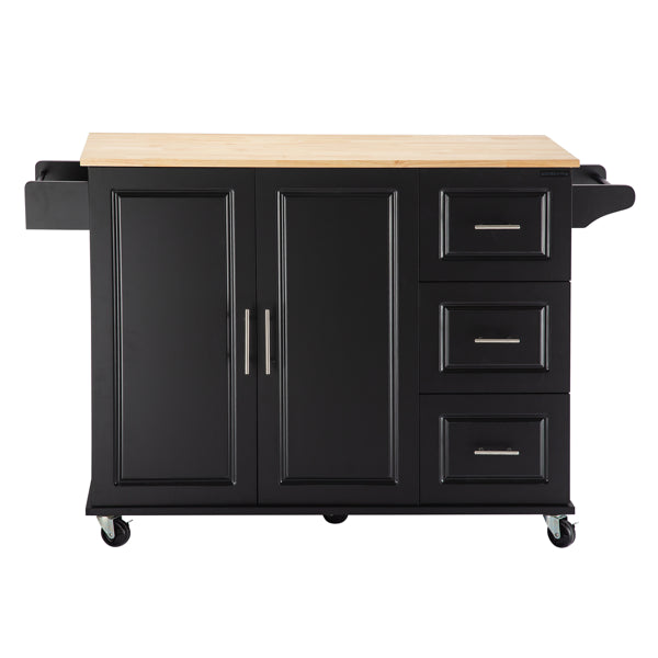Kitchen Island & Kitchen Cart, Mobile Kitchen Island, Rubber Wood Top - view 3