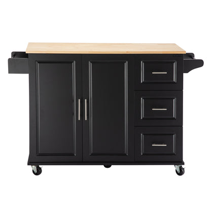 Kitchen Island & Kitchen Cart, Mobile Kitchen Island, Rubber Wood Top - view 3