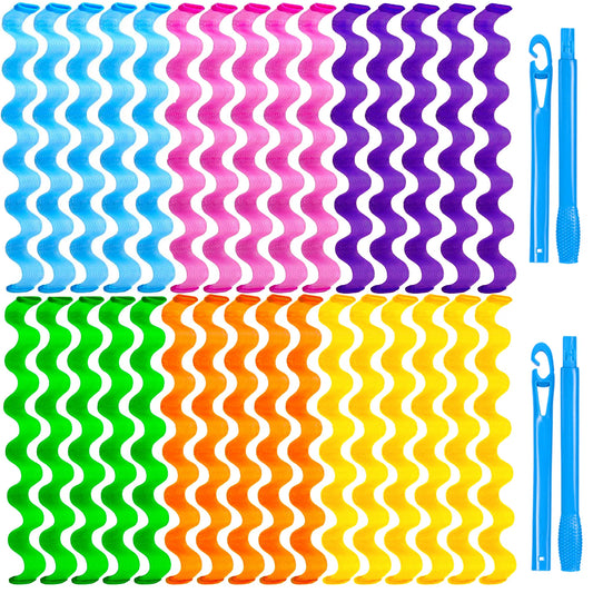 30 Pcs Heatless Hair Curlers Wave Curls Styling Kit With 2 Pcs Styling Hooks