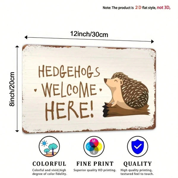 Hedgehog Welcome Sign, Animal Yard Decor, Weather Resistant Distressed Finish, Distressed Finish - view 5