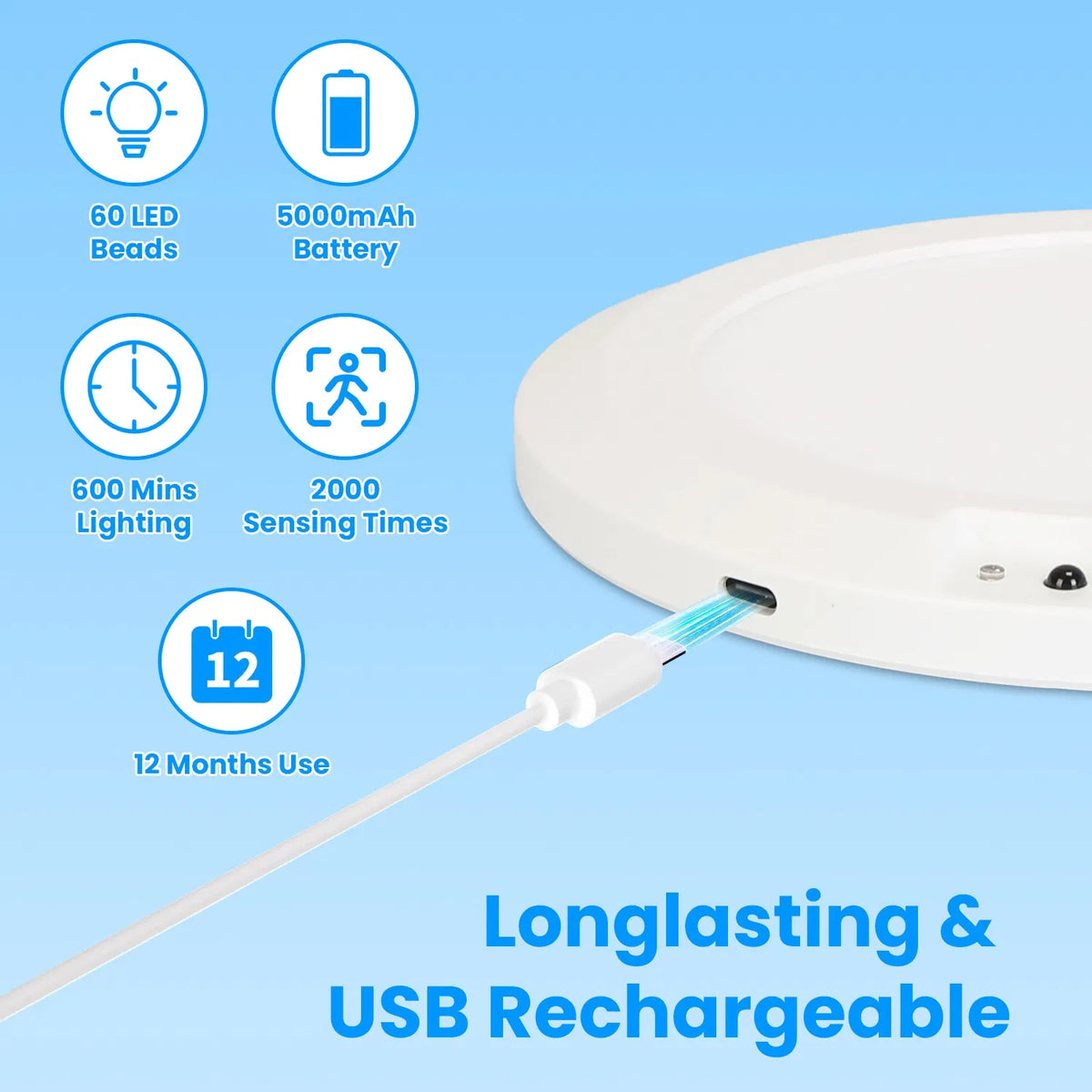 Magnetic Flush Ceiling Light Rechargeable Motion Sensor Ceiling Light Wireless Ceiling Light With Timer Remote Stepless - view 6