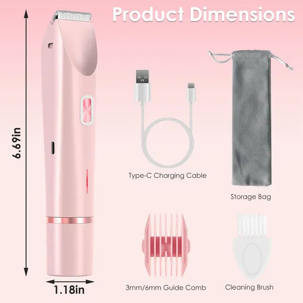 2 In 1 Bikini Trimmer For Women Dual Head Cordless Body Shaver IPX7 Waterproof Rechargeable Pubic Hair Razor Wet - view 6