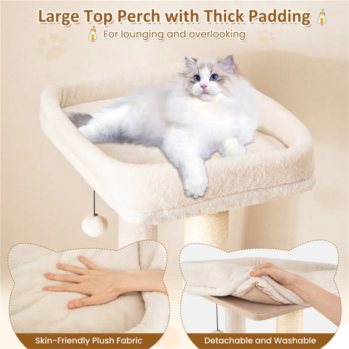 63" Wooden Cat Tree - 2-Story Condo with Bamboo Interior, 5 Sisal Scratching Posts, 44 lbs Per Layer Capacity - view 8