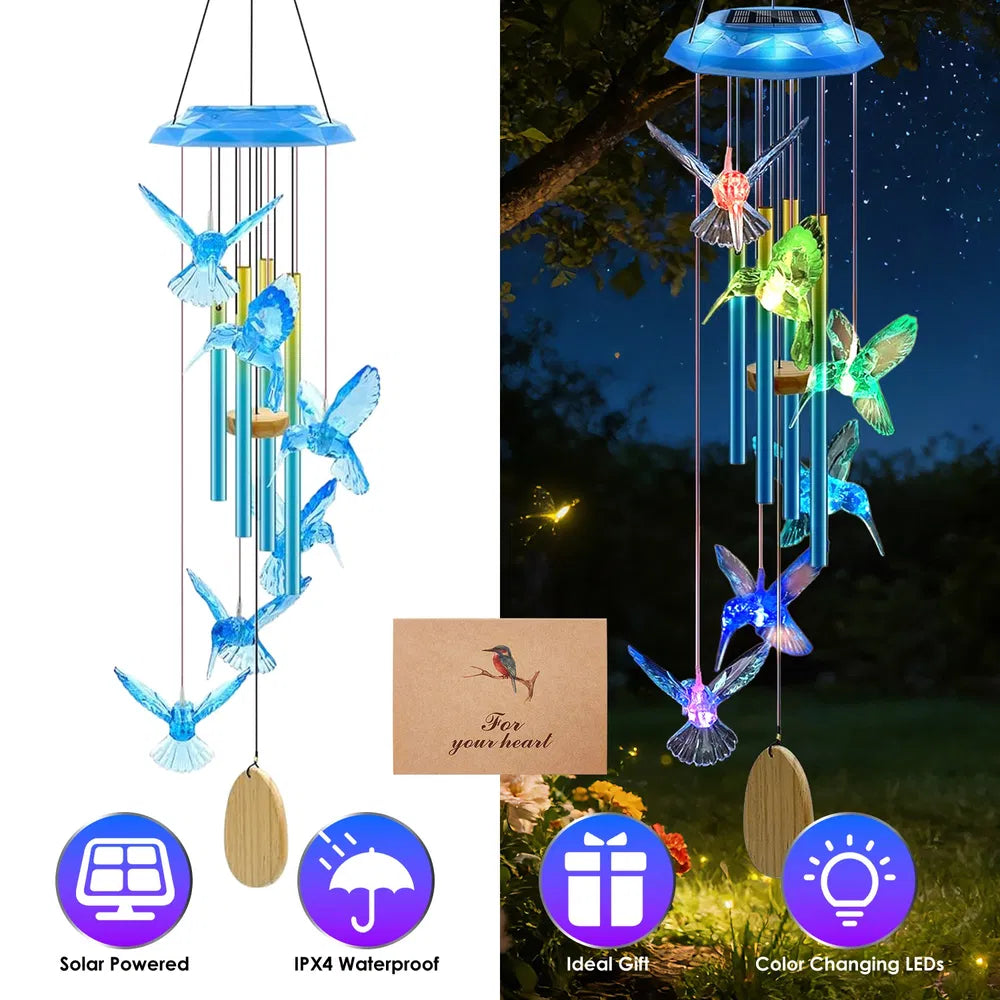 Solar Wind Chime With Aluminum Tubes 7 Color Changing Wind Chime For Outside IP44 Waterproof Outdoor Garden Yard Decor - view 4