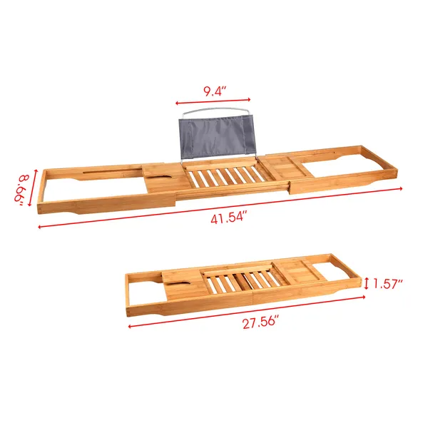 Bathtub Caddy Tray Crafted Bamboo Bath Tray Table Extendable Reading Rack Tablet Phone Holder For Valentines'S Day - view 5