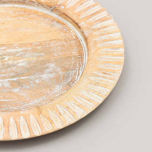 Handcrafted Wood White Charger Plate Wooden Dinning Placemat Artisan Wood Tableware - view 6