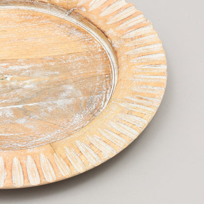 Handcrafted Wood White Charger Plate Wooden Dinning Placemat Artisan Wood Tableware - view 6