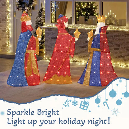 Set Of 3 Lighted Three Kings With Gifts Christmas Decorations, Pre-lit 2D Holiday Decor With 80 Warm White LED Lights - view 6