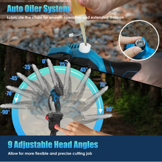 2-In-1 8' Cordless Electric Pole Saw And Mini Chainsaw With Extension Poles 2Pcs 21V 3.0Ah Batteries Adjustable Length - view 3
