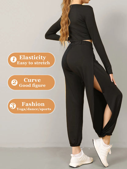 High Slit Boho Harem Yoga Pants For Women Flowy, Trendy & Comfortable - view 4