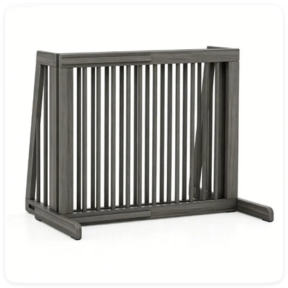 Adjustable Expandable Wooden Pet Gate 22 Inch Tall Freestanding Safety Fence - view 5