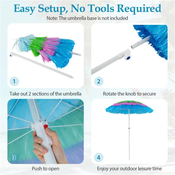 6ft Thatched Tiki Patio Umbrella, Tropical Outdoor Umbrella With Push Button Tilt (Multicolor) - view 2