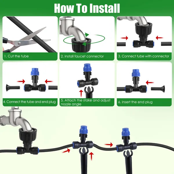 Complete Garden Drip Irrigation System Kit,Drip Irrigation Kit, 75FT Garden Watering System With Adjustable Misting - view 5