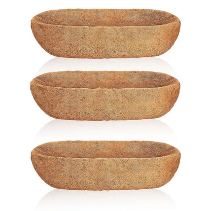 3Pcs 24in/30in/36in Trough Coco Liners For Planters Coconut Coir Planter For Window Box Hanging Trough Basket Half Moon