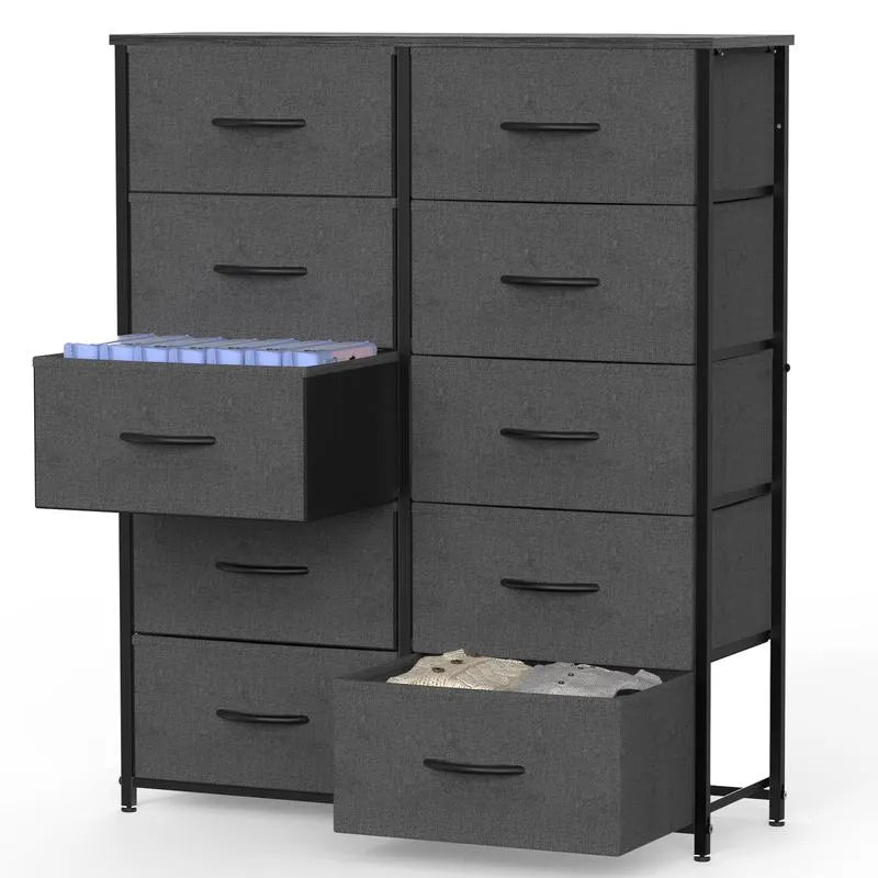 Bedside Table For Bedroom With 10 Fabric Drawers Storage Cabinet Steel Frame Closet For Clothes Storage Display Cabinet - view 9