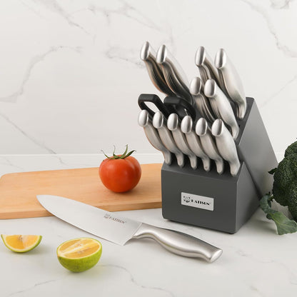 Kitchen Knife Set, 15 Pieces Knife Set With Block, Knives Set For Kitchen