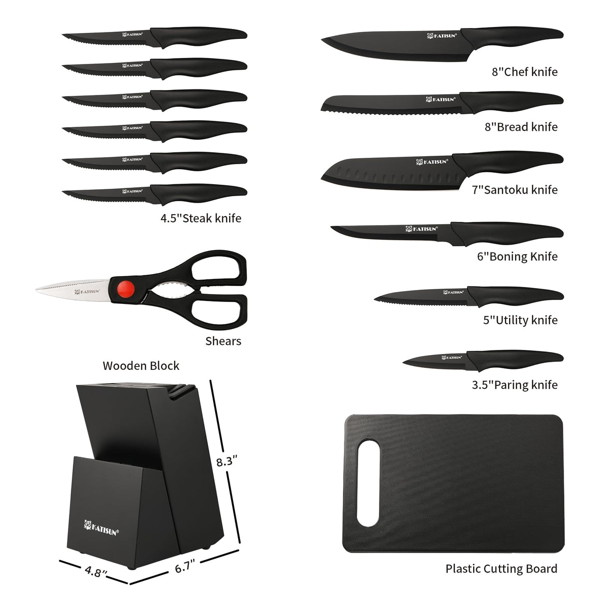 16 Pieces Kitchen Knife Block Set With Cutting Board, German Stainless Steel Knife Set With Sharpener, Dishwasher Safe - view 6