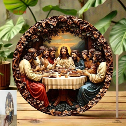 2D Flat Last Supper Wall Decor, Wall Decor, Exquisitely Carved Jesus & 12 Apostles Religious Art - view 4