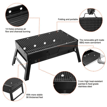 Portable BBQ Grill Foldable Charcoal Grill Lightweight Smoker Grill For Camping Picnics Garden Grilling - view 5
