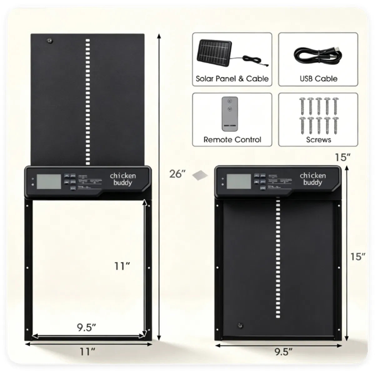 Solar Powered Automatic Chicken Coop Door with 4 Control Modes Light Sensor Timer Remote Manual - view 8