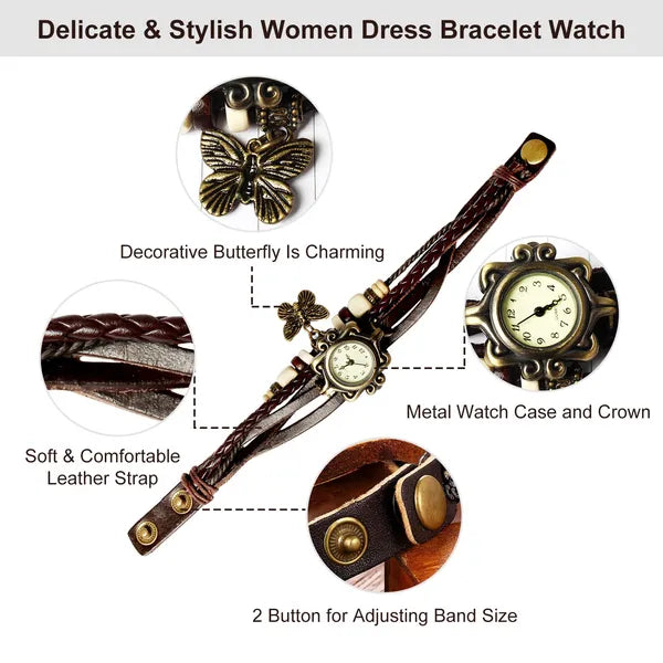 Vintage Women's Watch Bohemian Handmade Leather Watch Quartz Wrist Watch Fashion - view 4