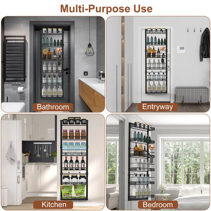 10LBS Loading 6-Tier Over The Door Pantry Organizer, Large Metal Door Spice Rack - view 3