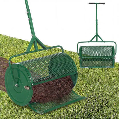 24" Lawn Topdressing Spreader With 0.75"×0.5" Mesh, Compost Spreader For Soil Sand Fertilizer Green