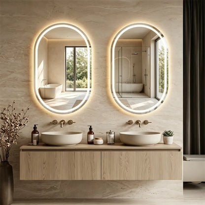 32x20" Oval LED Backlit Bathroom Mirror, 3 Color Temperatures Stepless Dimmable Vanity Mirror - view 2