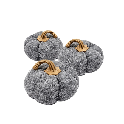 Set Of 3, 8.3x8.3x5.5 Gray Pumpkin, Pumpkin Ornament Decor For Holiday Harvest Festival Fall Festival Thanksgiving