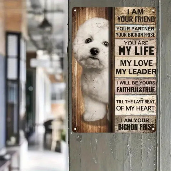 Vintage Bichon Frise Metal Tin Sign Warm Pet Quotes Wall Decor For Living Room Bedroom - view 4