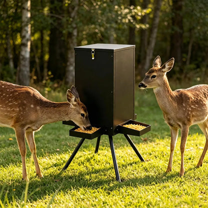 14 Gallon Gravity Deer Feeder 50-90 LBS Capacity Galvanized Coated Steel Wildlife Game Feeder with 4 Feeding Trays - view 2
