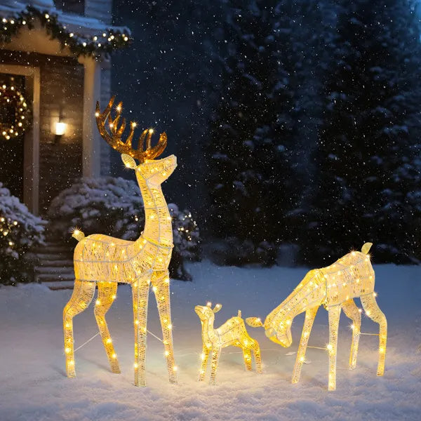 3-Piece Lighted Christmas Reindeer Family Set Outdoor Decorations, Weather Proof Deer Family Set Of 3 Christmas - view 5