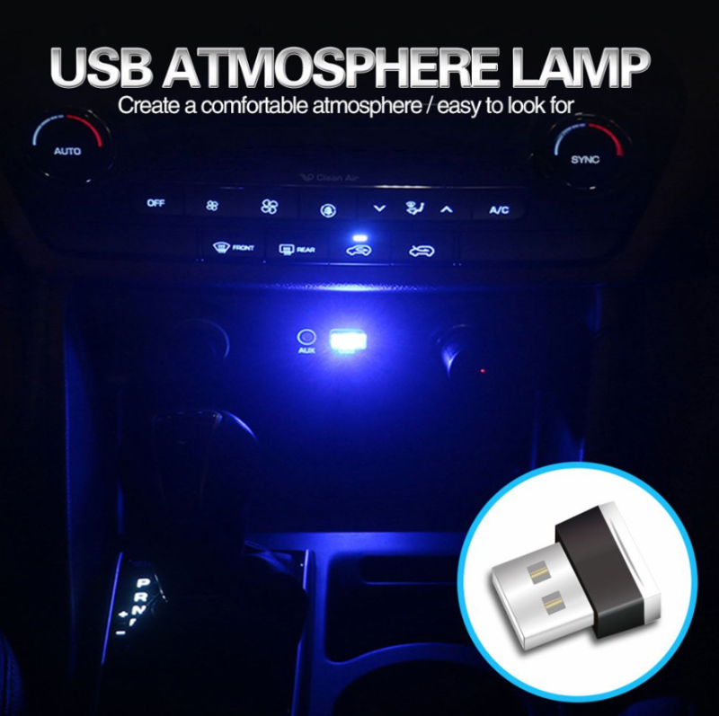 3x Mini Blue LED USB Car Interior Light Neon Atmosphere Ambient Lamp Accessories - view 5