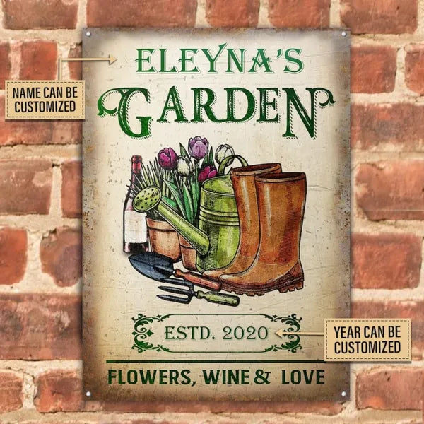 Personalized Gardening Flowers Love Metal Sign Plant Smiles Grow Love Vintage Garden Wall Decor - view 2