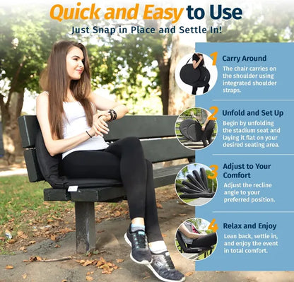Alpcour Reclining Stadium Seat - Waterproof, 6-Position Comfort For Outdoor Use - view 5