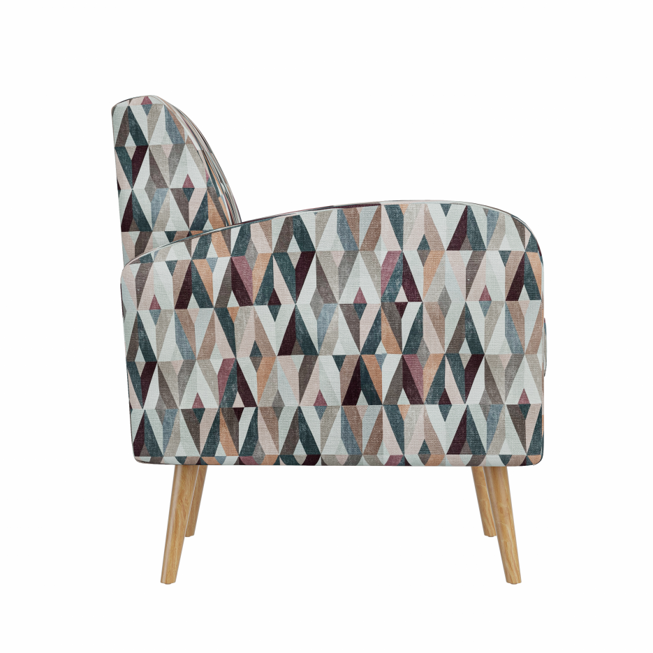 Darien Accent Arm Chair In Red And Tan Prism Pattern With Natural Solid Wood Legs - view 5