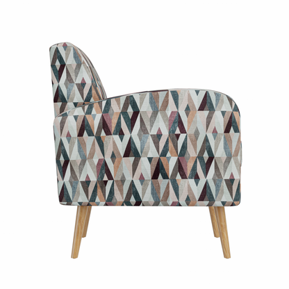 Darien Accent Arm Chair In Red And Tan Prism Pattern With Natural Solid Wood Legs - view 5