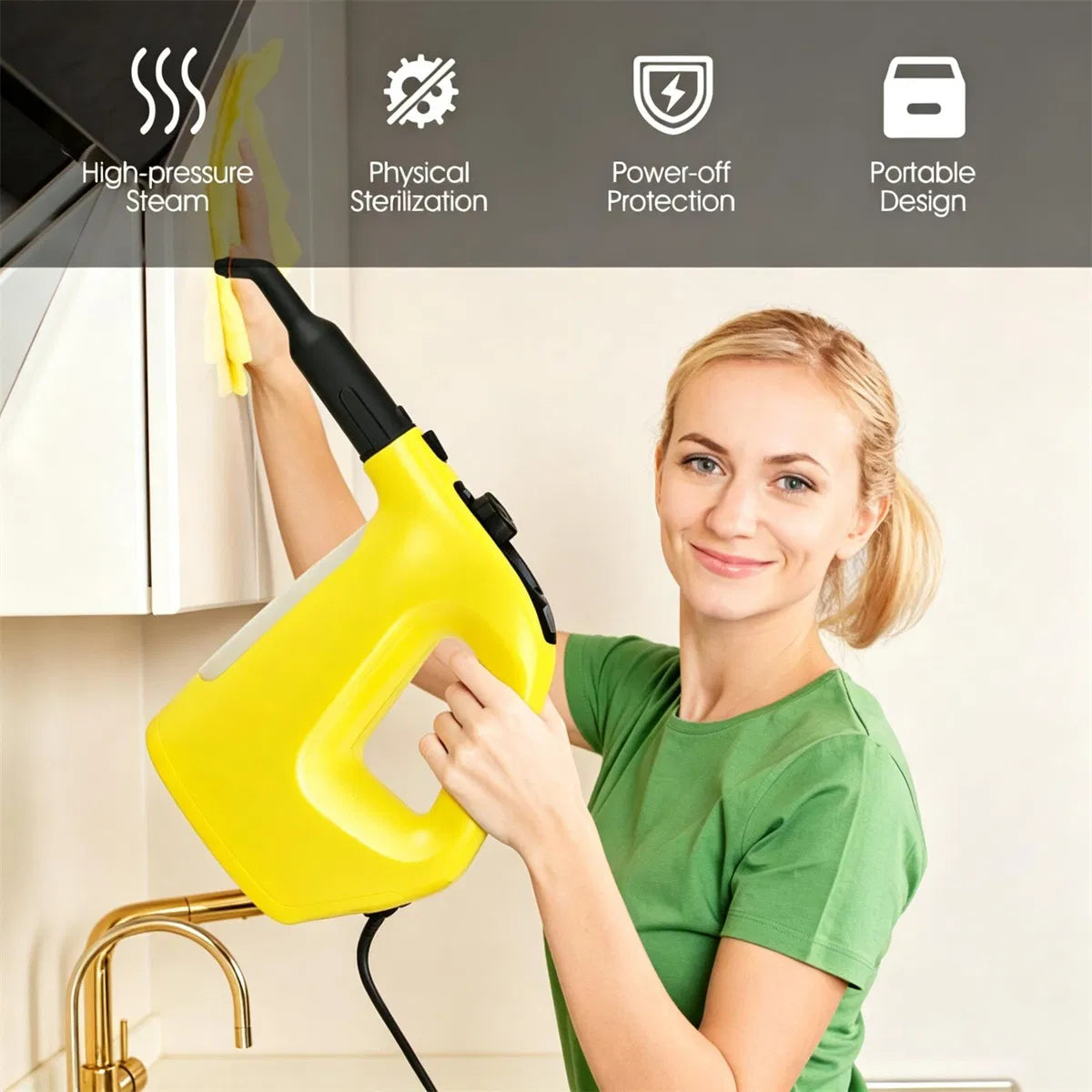 1400W Handheld Steam Cleaner, 257 High Pressure Steamer with 14-Piece Accessories, Chemical-Free Steam Mop for Kitchen - view 5