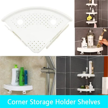 Bathroom Wall Corner Shelf Organizer Kitchen Corner Storage Rack Non-Marking Shelf With Hooks - view 5