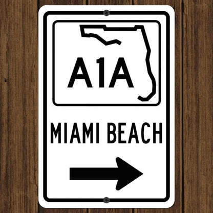 Miami Beach Florida Highway Sign Metal Wall Decor Souvenir Art