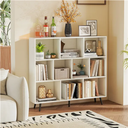 10 Cube Bookcase 3-Tier Modern Storage Organizer With 5 Metal Legs Bookshelves - view 3